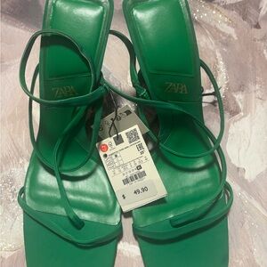Zara Emerald Green Strappy Heels